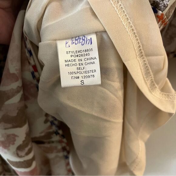 Entro Boho Tiered Mini Dress Geometric Lightweight Tunic Cottage Flowy small NWT - Picture 9 of 14